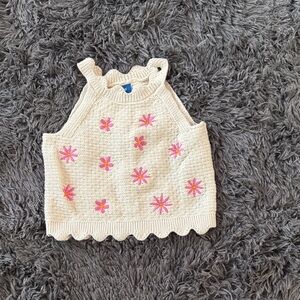Old Navy Cream Knit Tank with Pink Floral Accents